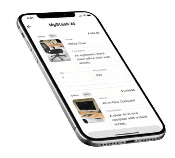 MyStash AI app mockup